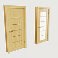 Interior Wooden Swing Doors Featuring Solid And Glass Panel Designs 3d model
