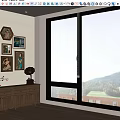 White Window Blinds In Modern Living Room With Wooden Floor And Wall Art