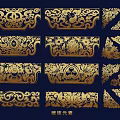 Gold Gilded Decorative Ornaments Featuring Intricate Patterns And Traditional Designs 3d model