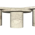 Marble Plant Stand With Modern Design Round Tops And Cylindrical Legs For Home Decor
