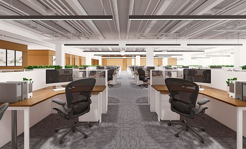 Modern public office area 3d model