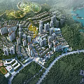 Aerial Planning of Modern Urban Community with High Rise Buildings Green Spaces and Water Area
