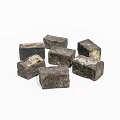Stone Wood Blocks Gray And Dark Brown Irregular Shapes Textured Surfaces Stacked On White Background