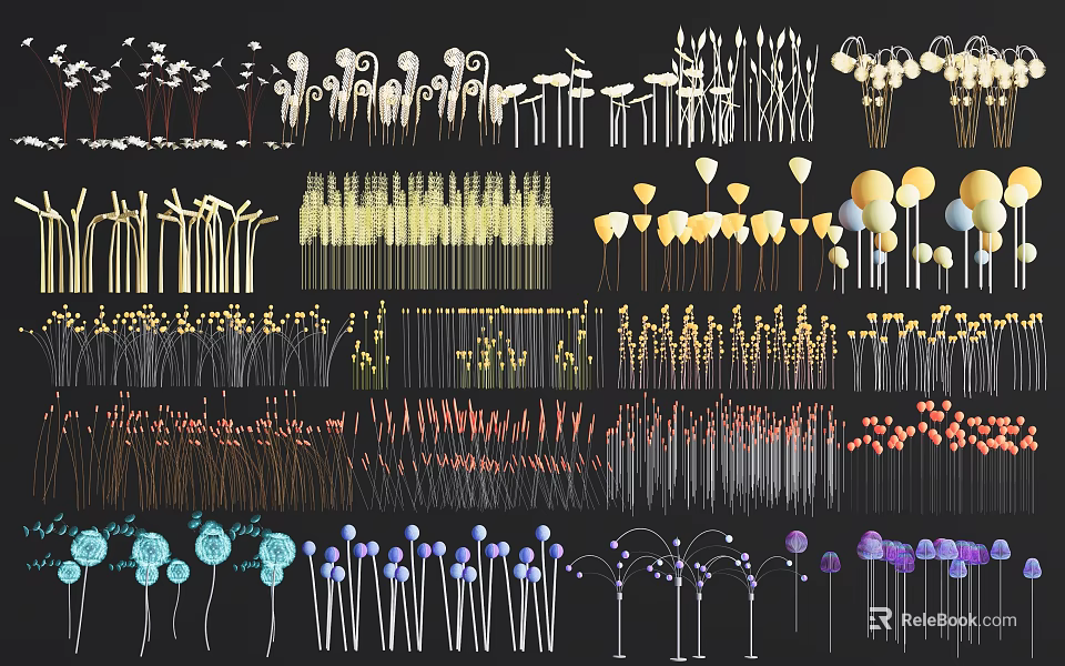 Outdoor Lights Assortment With Diverse Modern Decorative Designs And Styles 3d model 