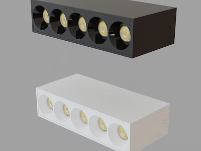 Black and White Linear Downlight Spotlight Fixture with Multiple LED Lamps 3d model