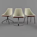 Modern Leisure Chairs With Beige Upholstery Brown Seat Trim And Metal Bases