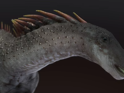Game and Movie Dinosaur Character with Scaly Skin Spiked Back and Detailed Head 3d model