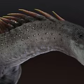 Game and Movie Dinosaur Character with Scaly Skin Spiked Back and Detailed Head