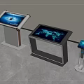 Public Facilities Interactive Floor Standing Touchscreen Kiosks With Digital World Map