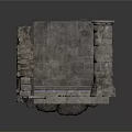 Ancient Architectural Ruins Featuring Gray Brick Walls Damaged Edges And Stone Column Structure 3d model
