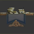Vintage Study Table Setup With Stacked Books Ancient Scrolls Open Books And Blue Tablecloth