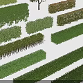 Diverse Garden Landscape Elements With Various Shaped Colored Hedges And Trees 3d model