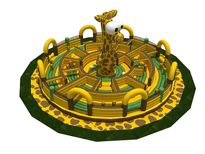 Colorful Giraffe Shaped Play Equipment with Yellow Green Tubes and Circular Design 3d model