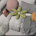 Colorful Decorative Pillows With Flower Mushroom Shapes On Cozy Sofa Accents