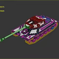 Detailed Military Tank Model Featuring Black White Camouflage Gun Barrel And Tracks