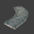 Curved Outdoor Gray Stone Brick Pavement With Detailed Textured Surface