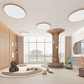 Modern Kindergarten Interior With Toys Circular Lights And Tree Decor 3d model