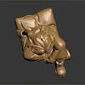 Golden Anime Style Character Statue in Sitting Pose With Hat And Boots