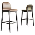 Modern Leather Bar Stools With Dark Sleek Legs And Ergonomic Backrest Design