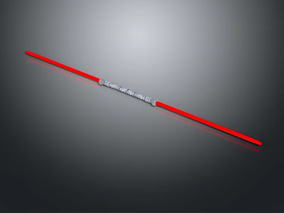 Red Lightsaber Weapon With Silver Hilt And Glowing Red Blade 3d model