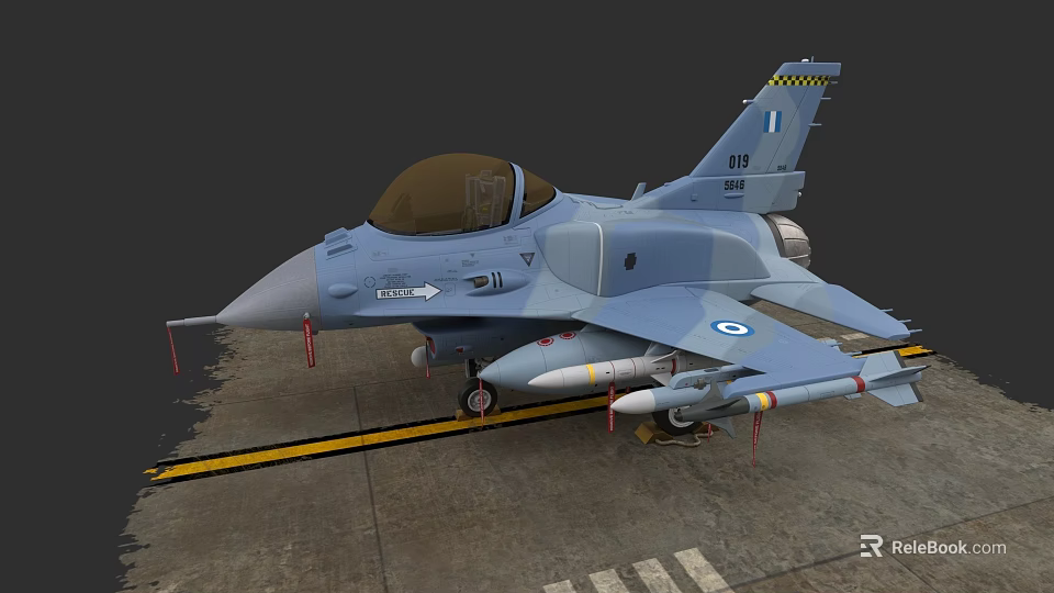 Blue Toy Fighter Jet Model With 111 Number Tail Emblem And Missiles 3d model 