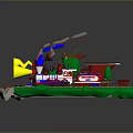 Colorful Lego Boat Models Five Different Designs With Green Bases And Yellow Parts
