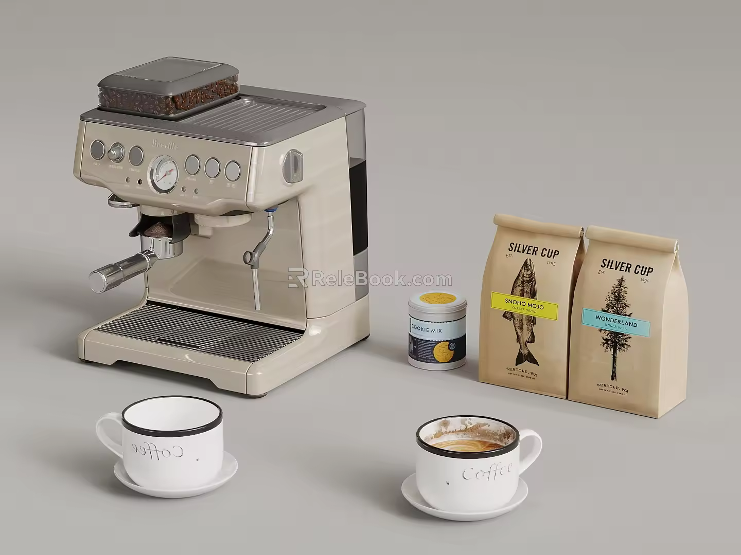 Coffee machine Coffee cup Coffee beans 3d model