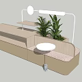 Public Chair Modern Design With Plants Small Table And Lighting 3d model