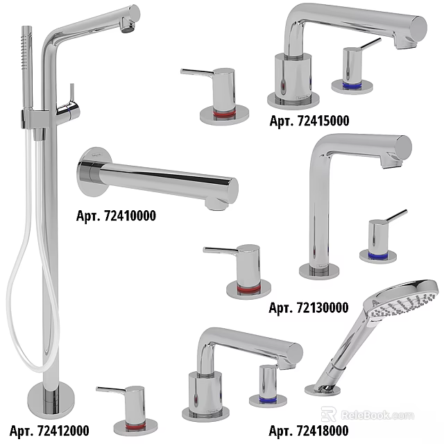 Stainless Steel Faucet Collection with Multiple Models for Home Bathroom and Kitchen 3d model 