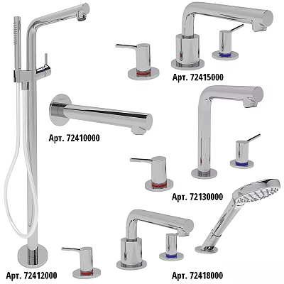 Stainless Steel Faucet Collection with Multiple Models for Home Bathroom and Kitchen 3d model