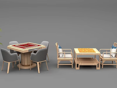 Modern Furniture Set With Round Table Chairs Sofa And Coffee Table 3d model