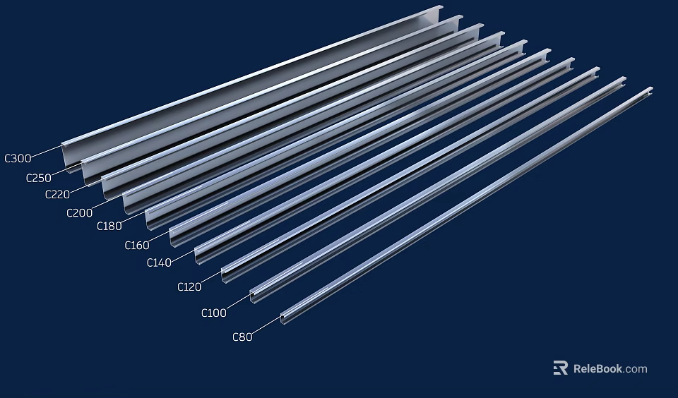 Various Sizes Steel Channels As Building Construction Structural Components 3d model 