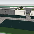 Modern Hotel Lobby Interior Design With Circular Window Mountain View Tile Floor And Water Feature
