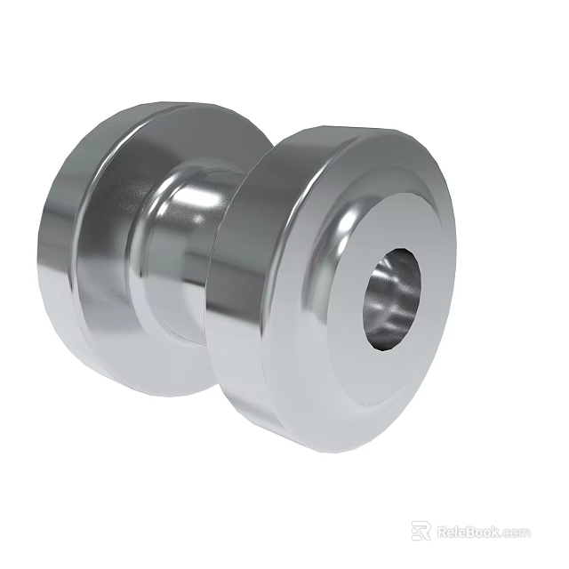Chrome Plated Cylindrical Mechanical Part With Dual Wheels And Center Hole 3d model 