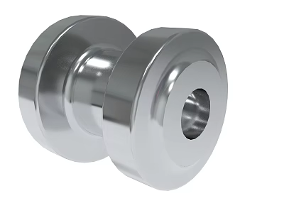 Chrome Plated Cylindrical Mechanical Part With Dual Wheels And Center Hole 3d model