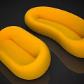 Yellow Curved Multi Seater Sofa With Soft Plush Surface And Smooth Design 3d model