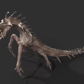 Mythical Fantasy Monster With Spikes Horns Open Mouth And Sharp Claws