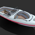 White Yacht With Red Accent Lines Open Cockpit And Comfortable Seats