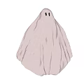 White Ghost Shaped Doll on Black Background for Halloween Decoration 3d model