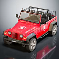 Red Open Top Toy Off Road Vehicle With White Star Logo And Roof Lights