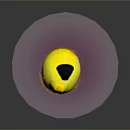 Woman With Short Black Hair In Black Top On Yellow Fluffy Object Purple Circular Platform