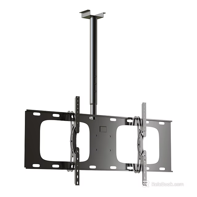 Black Metal TV Ceiling Mount Bracket For Flat Screen TVs Adjustable Design 3d model 