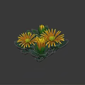 Yellow Flowering Plants With Green Leaves Radiant Petals And Buds On Dark Background
