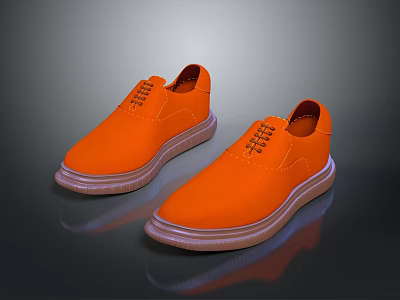 Orange Casual Lace Up Shoes With Comfortable Sole For Daily Wear 3d model