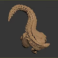 Godzilla Game Movie Character Brown Model With Spikes And Detailed Texture In Standing Pose