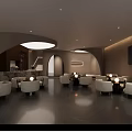 Modern Luxury Sales Office Interior Design With Comfortable Lounge Seats And Marble Reception Counter