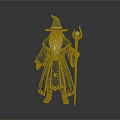 Man As Wizard Wearing Blue Robe White Beard Pointed Hat And Staff With Crystal Ball