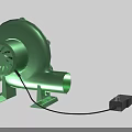 Green Industrial Blower With Impeller Wheel Air Outlet Base Stand Power Cable And Motor