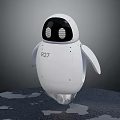 R27 Penguin Shaped Robot Standing on Moon Like Surface Platform 3d model