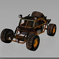 Rustic Off Road Buggy With Orange Black Tires And Metal Frame Structure 3d model